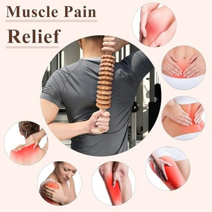 Xokocli Cellulite-Massagegerät aus Holz – Faszienroller für Beine, Oberschenkel & Rücken – Lymphdrainage & Muskelentspannung (Weiß, 12 Räder)