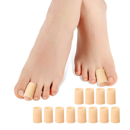 Povihome Zehenhülsen, Zehenschützer, 12er-Pack Zehenpolster für Hammerzehen, verstauchte Zehen, Hühneraugen, Hornhautschutz (mittelgroß, beige)