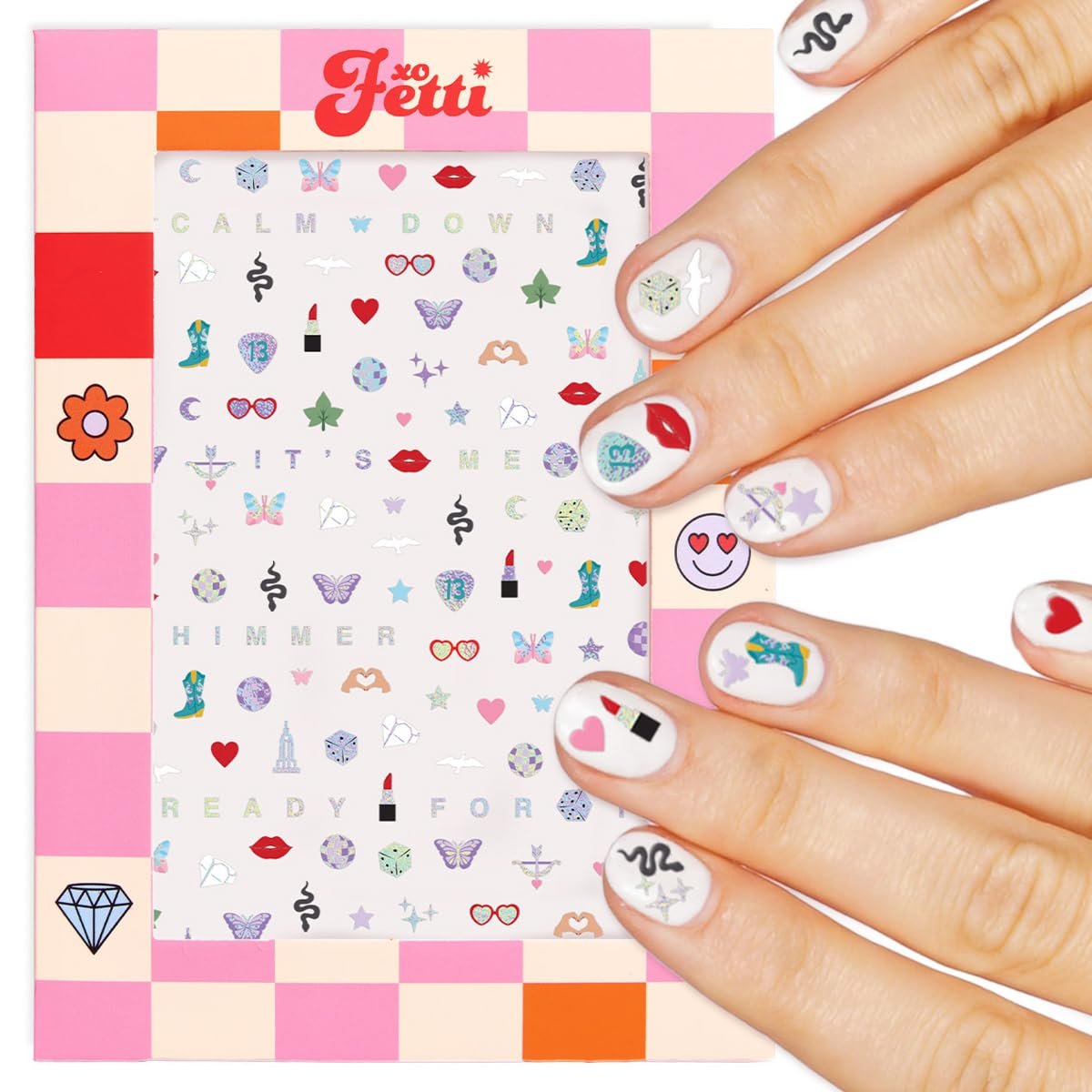 xo, Fetti Party Era Nagelaufkleber | 4 Blätter 544 Aufkleber | Konzertparty Zubehör, Junggesellinnen-Dekoration, Geburtstags-Maniküre, Brautjungfern-Aufkleber