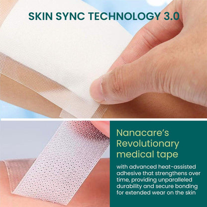 NanaCare Clear Medical Tape Waterproof, 4 Rollen - 2,5 cm x 9,1 m + 10 Wundauflagen - Hypoallergenes chirurgisches Pflaster für Wundversorgung, Verbände & Gesicht, Erste-Hilfe-Wasserfestes Band für empfindliche Haut
