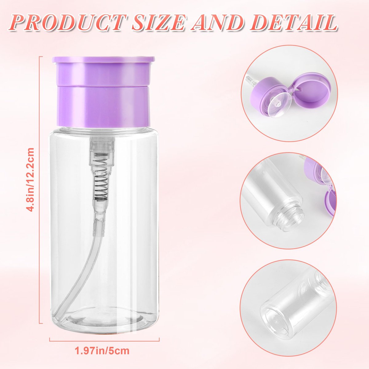 ShanySheny Aceton-Pumpenspender, 3er Pack Push-Down-Pumpenspender, leerer Nagellackentferner-Pumpenspender für Gesichtswasser, Make-up-Entferner, Essence, Mizellenwasser, Nagellackentferner, 150 ml