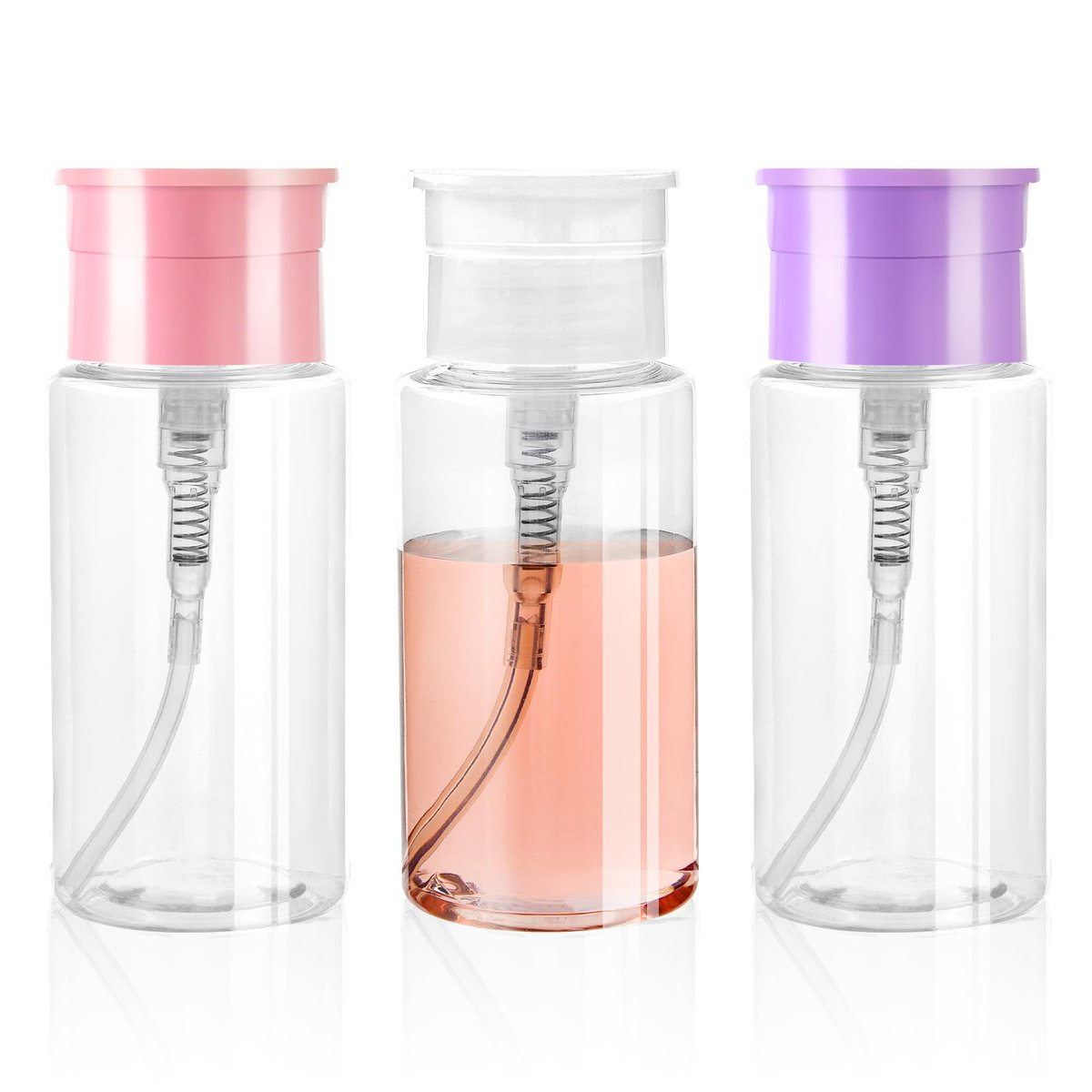 ShanySheny Aceton-Pumpenspender, 3er Pack Push-Down-Pumpenspender, leerer Nagellackentferner-Pumpenspender für Gesichtswasser, Make-up-Entferner, Essence, Mizellenwasser, Nagellackentferner, 150 ml