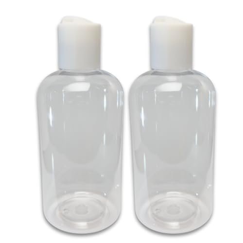 Plastik-Quetschflaschen mit Disc-Verschluss, 8 oz/2er-Pack, Reisegröße, nachfüllbar, BPA-frei, auslaufsicher, für Kosmetik, Shampoo, Lotion, Körperseife, ätherische Öle, Haushalt und Körperpflege