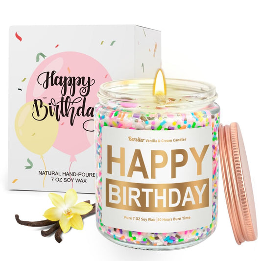 Geburtstagskerze mit Vanillecreme-Duft, 7OZ – Happy Birthday Kerze Geschenk für Frauen, beste Freundin, einzigartige soja Kerze, ungiftig, Aromatherapie