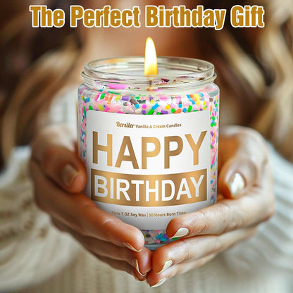 Geburtstagskerze mit Vanillecreme-Duft, 7OZ – Happy Birthday Kerze Geschenk für Frauen, beste Freundin, einzigartige soja Kerze, ungiftig, Aromatherapie
