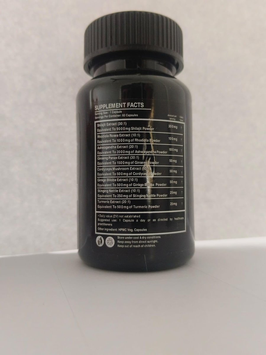 8-in-1 Shilajit 9000 Panax Ginseng 1500MG Ashwagandha 2000MG Rhodiola Rosea 1000MG, Kurkuma 500MG, Ginkgo Biloba 500mg, Brennnessel 250MG, Cordyceps Pilz 500 MG für volle Körperkraft