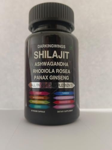 8-in-1 Shilajit 9000 Panax Ginseng 1500MG Ashwagandha 2000MG Rhodiola Rosea 1000MG, Kurkuma 500MG, Ginkgo Biloba 500mg, Brennnessel 250MG, Cordyceps Pilz 500 MG für volle Körperkraft