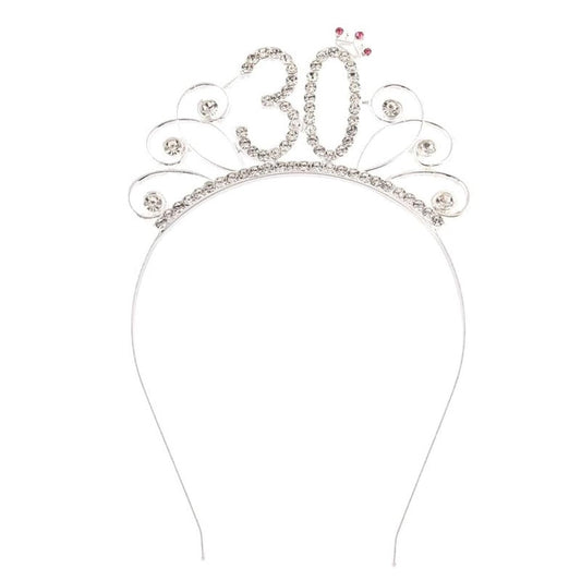 30. Geburtstag Stirnreifen Tiara – Krone für Frauen, Party-Haaraccessoire, Silber