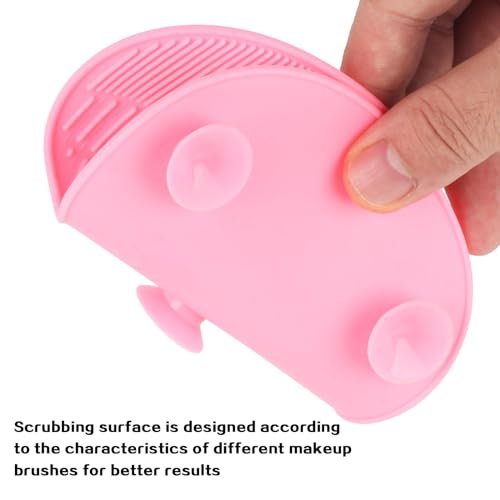 QBXMY7 2er-Pack Silikon Make-up Pinsel Reinigungsmatte, Kosmetik Reinigungspads, Make-up Pinsel Reiniger, tragbar mit Saugnapf – Grün/Rosa