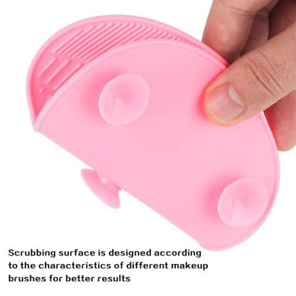 QBXMY7 2er-Pack Silikon Make-up Pinsel Reinigungsmatte, Kosmetik Reinigungspads, Make-up Pinsel Reiniger, tragbar mit Saugnapf – Grün/Rosa