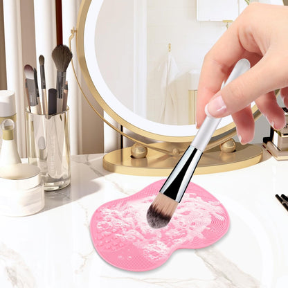 QBXMY7 2er-Pack Silikon Make-up Pinsel Reinigungsmatte, Kosmetik Reinigungspads, Make-up Pinsel Reiniger, tragbar mit Saugnapf – Grün/Rosa
