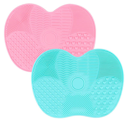 QBXMY7 2er-Pack Silikon Make-up Pinsel Reinigungsmatte, Kosmetik Reinigungspads, Make-up Pinsel Reiniger, tragbar mit Saugnapf – Grün/Rosa