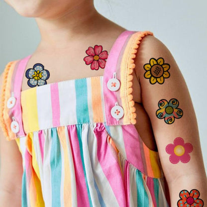 CHARLENT Blumentattoos für Kinder – 74 einzeln verpackte Blumen-Tattoo-Aufkleber für Mädchen, Geburtstagsparty-Geschenke, Goodie Bag Füller