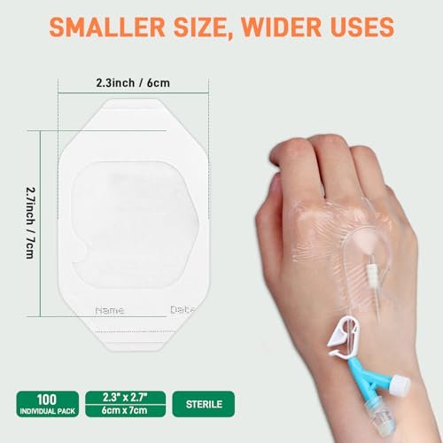 Greetmed Transparent Filmverband 100 Stück 2,4'' x 2,7'' – Wasserfester, atmungsaktiver Wundverband für Tattoo-Pflege, IV-Schutz und mehr