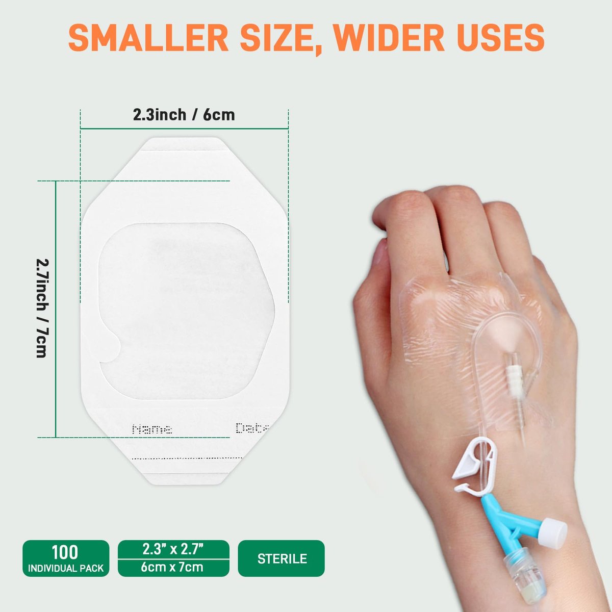 Greetmed Transparent Filmverband 100 Stück 2,4'' x 2,7'' – Wasserfester, atmungsaktiver Wundverband für Tattoo-Pflege, IV-Schutz und mehr