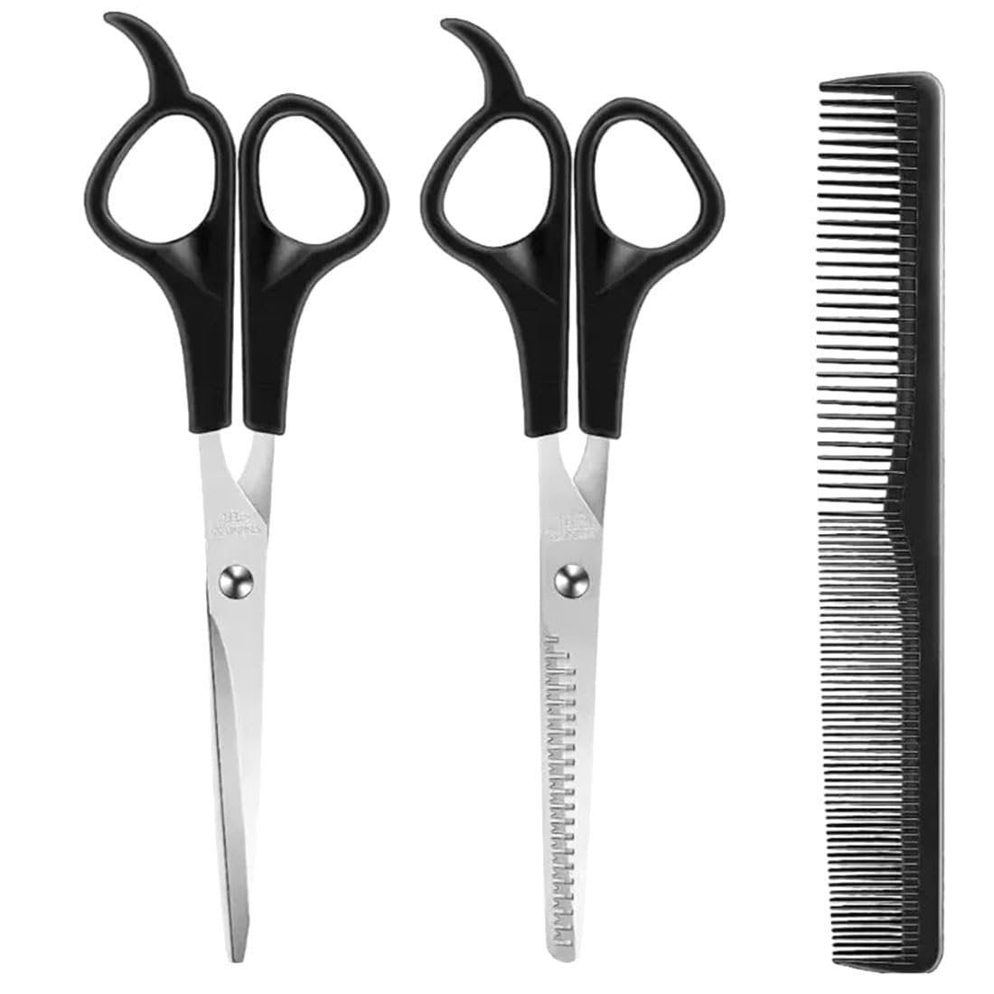 EastyGold Friseurscheren Set – Professionelle Haarschere & Ausdünnschere für Herren, Damen & Haustiere | Haarschneideschere Schwarz
