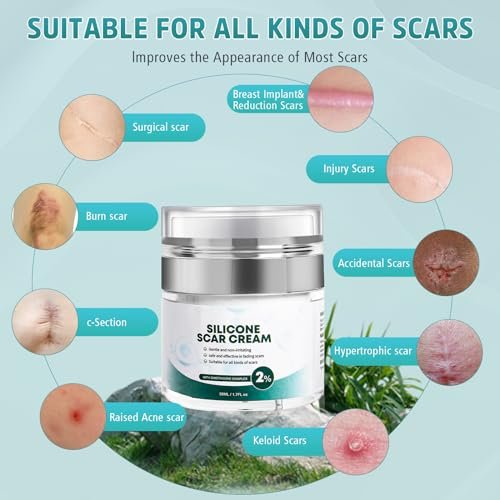 Pumkot Fortschrittliche Narbencreme, Silikongel für Narben, Professionelle Narbenentfernungscreme für Operationsnarben, Dehnungsstreifen, alte und neue Narben, 1,7 oz (50 ml)
