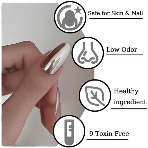 Wimocacy Metallic Gel Nagellack Silber – 3D Metal Glossy Mirror Effekt Gel für Salon & DIY, 0,25 Fl Oz