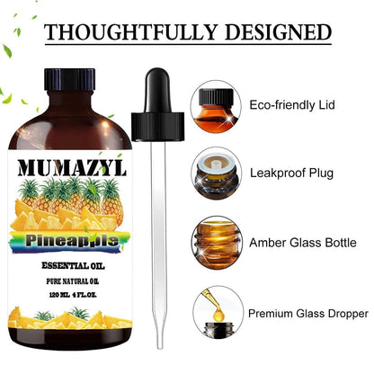 Ananas ätherisches Öl 118 ml – MUMAZYL 100% reines Naturöl für Diffuser, Luftbefeuchter, Yoga, Reinigung, Kerzen- und Seifenherstellung
