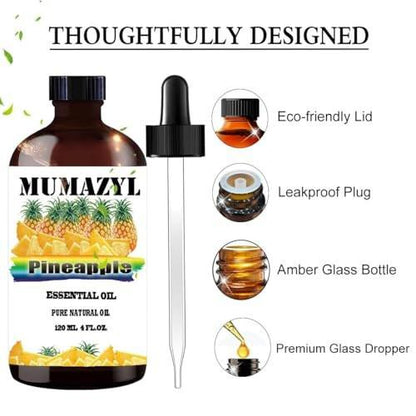 Ananas ätherisches Öl 118 ml – MUMAZYL 100% reines Naturöl für Diffuser, Luftbefeuchter, Yoga, Reinigung, Kerzen- und Seifenherstellung