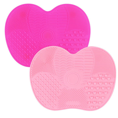 2er Set Silikon Make-up-Pinsel-Reinigungsmatte, Kosmetik-Reinigungspads, Make-up-Pinsel-Reiniger, tragbares Waschwerkzeug mit Saugnapf für Make-up-Kosmetikpinsel – rot/pink