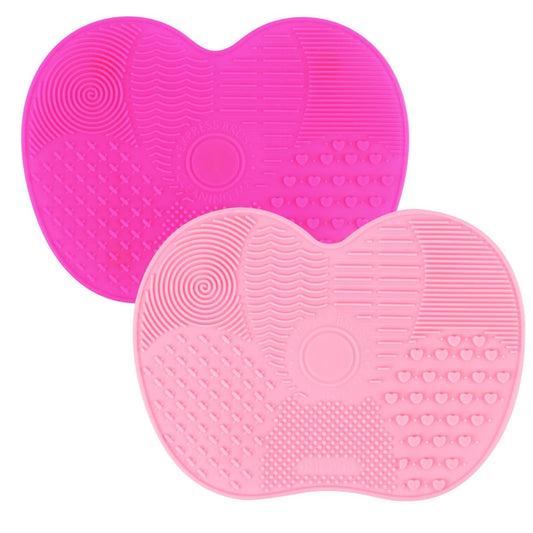 2er Set Silikon Make-up-Pinsel-Reinigungsmatte, Kosmetik-Reinigungspads, Make-up-Pinsel-Reiniger, tragbares Waschwerkzeug mit Saugnapf für Make-up-Kosmetikpinsel – rot/pink