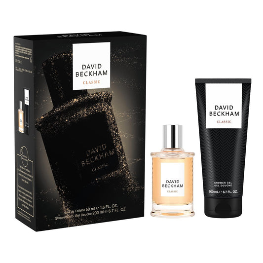 David Beckham Classic Eau de Toilette + Duschgel Geschenkset – Grapefruit, Cashmere Wood, Moschus – Herrenduft, langanhaltend, Alltagsduft