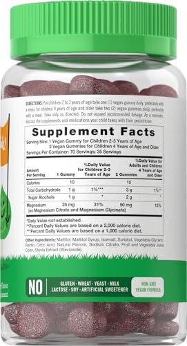 Lil' Sprouts Kinder Magnesium Gummis | 70 Stück | Gemischter Beerengeschmack | Zuckerfrei | Vegan, Nicht-GVO & Glutenfrei