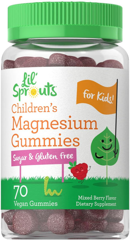 Lil' Sprouts Kinder Magnesium Gummis | 70 Stück | Gemischter Beerengeschmack | Zuckerfrei | Vegan, Nicht-GVO & Glutenfrei