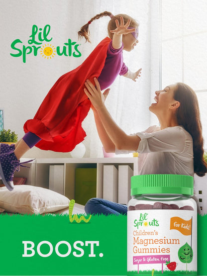 Lil' Sprouts Kinder Magnesium Gummis | 70 Stück | Gemischter Beerengeschmack | Zuckerfrei | Vegan, Nicht-GVO & Glutenfrei