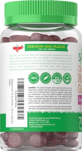 Lil' Sprouts Kinder Magnesium Gummis | 70 Stück | Gemischter Beerengeschmack | Zuckerfrei | Vegan, Nicht-GVO & Glutenfrei