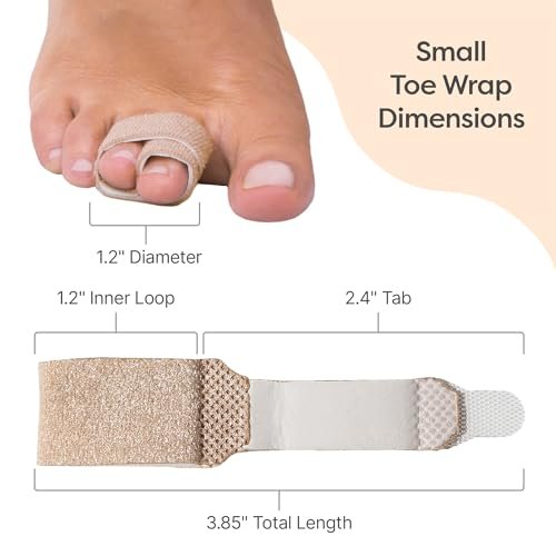 ZenToes Hammerzehen-Korrektor für Damen & Herren – Wiederverwendbare Stoff-Buddy-Wraps für gebrochene Zehen – Gepolsterte Zehenschiene zum Schutz & zur Genesung & Hammerzehen-Straffer – 4 Stück (Klein, Beige)
