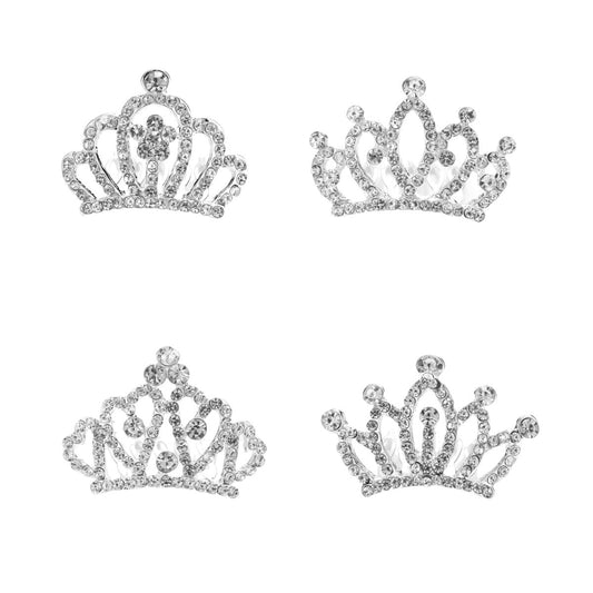 JINYEAH 4er-Pack Krone mit funkelndem Kronen-Haarschmuck, 01-Silber