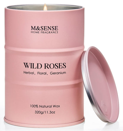 M&SENSE Wild Rose Duftkerze aus Sojawachs – 70 Stunden Brenndauer, 11,3 oz – Aromatherapie-Kerze gegen Stress – romantisches Geschenk für Frauen