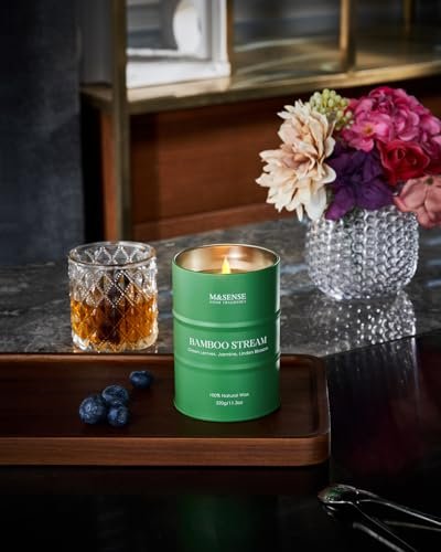 M&SENSE Bambus Duftkerzen – natürliche, ungiftige Aromatherapie-Kerze für Stressabbau, Meditation und Entspannung, 320 g, 70 Stunden Brenndauer, Geschenkidee
