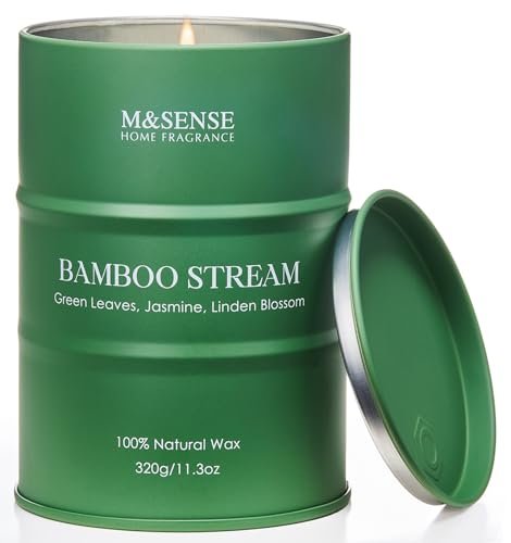M&SENSE Bambus Duftkerzen – natürliche, ungiftige Aromatherapie-Kerze für Stressabbau, Meditation und Entspannung, 320 g, 70 Stunden Brenndauer, Geschenkidee