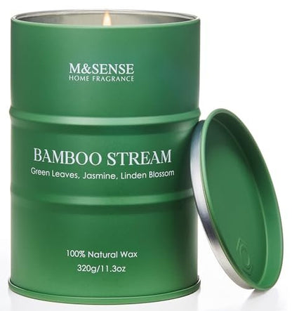 M&SENSE Bambus Duftkerzen – natürliche, ungiftige Aromatherapie-Kerze für Stressabbau, Meditation und Entspannung, 320 g, 70 Stunden Brenndauer, Geschenkidee