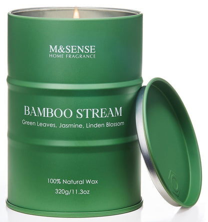 M&SENSE Bambus Duftkerzen – natürliche, ungiftige Aromatherapie-Kerze für Stressabbau, Meditation und Entspannung, 320 g, 70 Stunden Brenndauer, Geschenkidee