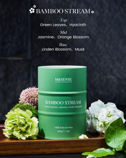 M&SENSE Bambus Duftkerzen – natürliche, ungiftige Aromatherapie-Kerze für Stressabbau, Meditation und Entspannung, 320 g, 70 Stunden Brenndauer, Geschenkidee