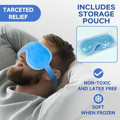 AiricePac Kühlende Gesichtsmaske und Augenmaske gegen geschwollene Augen & Migräne – Gel-Augenmaske, kühlende Maske für dunkle Ringe, Augen-OP, Schlaf, Druck, Kopfschmerzen, Hautpflege (2er-Pack)