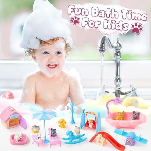 Toylink Badebomben für Kinder mit Überraschung im Inneren – 12er-Pack mit Hunde- & Katzenspielzeug, Badespaß für Mädchen und Jungen