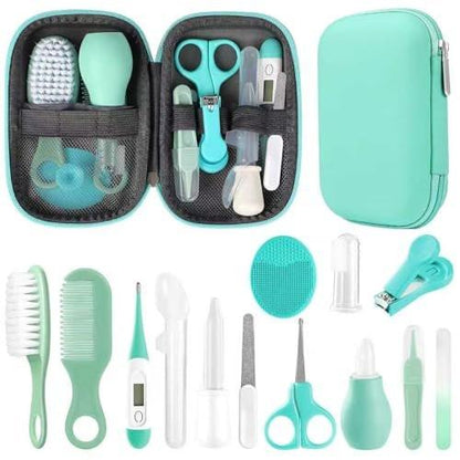 Baby Pflegeset für Neugeborene, Sicherheits-Haarbürste, Kamm, Nagelknipser, Nasensauger – Essentials für Mädchen und Jungen (Grün)