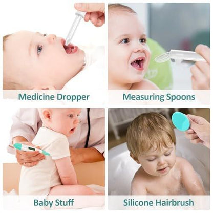 Baby Pflegeset für Neugeborene, Sicherheits-Haarbürste, Kamm, Nagelknipser, Nasensauger – Essentials für Mädchen und Jungen (Grün)