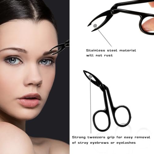 4-teiliges Augenbrauen-Pinzetten-Set aus Edelstahl mit Scherengriff, flacher und gerader Spitze, abgeschrägter Spitze, für Damen und Herren