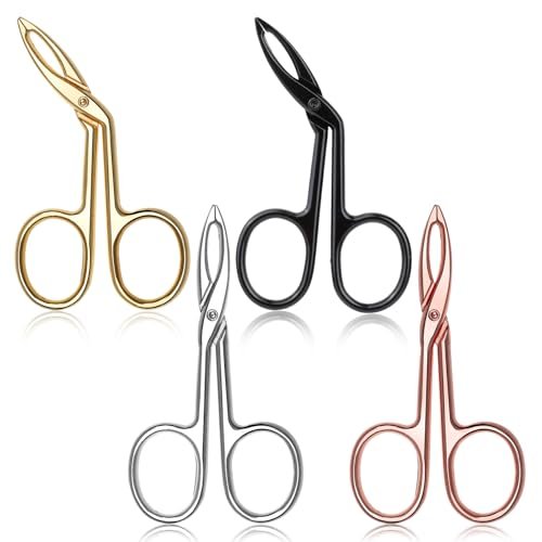 4-teiliges Augenbrauen-Pinzetten-Set aus Edelstahl mit Scherengriff, flacher und gerader Spitze, abgeschrägter Spitze, für Damen und Herren