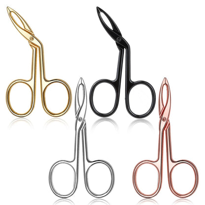 4-teiliges Augenbrauen-Pinzetten-Set aus Edelstahl mit Scherengriff, flacher und gerader Spitze, abgeschrägter Spitze, für Damen und Herren