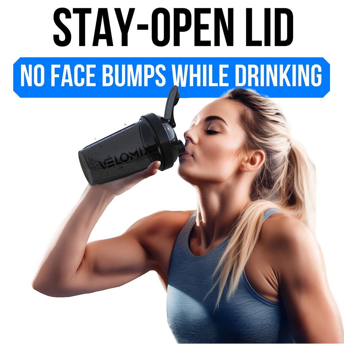 VELOMIX 2er-Pack 20 oz Protein Shaker Flaschen für Proteinshakes - 2x Drahtschneebesen | Auslaufsichere Shakerbecher für Proteinshakes und Pre-Workout | Protein Shaker Flaschen Pack (Schwarz/Transparent)