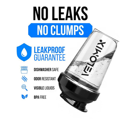 VELOMIX 2er-Pack 20 oz Protein Shaker Flaschen für Proteinshakes - 2x Drahtschneebesen | Auslaufsichere Shakerbecher für Proteinshakes und Pre-Workout | Protein Shaker Flaschen Pack (Schwarz/Transparent)