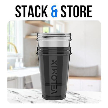 VELOMIX 2er-Pack 20 oz Protein Shaker Flaschen für Proteinshakes - 2x Drahtschneebesen | Auslaufsichere Shakerbecher für Proteinshakes und Pre-Workout | Protein Shaker Flaschen Pack (Schwarz/Transparent)