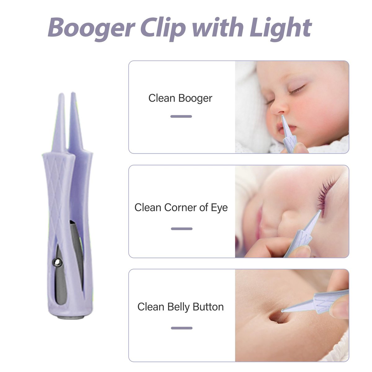 15-teiliges Ohrenschmalz-Entfernungswerkzeug-Set mit LED-Licht – Ohrreinigungs-Kit für Kinder und Erwachsene, Ohrreiniger, Löffel, Pinzette und Spiralfeder – Lila